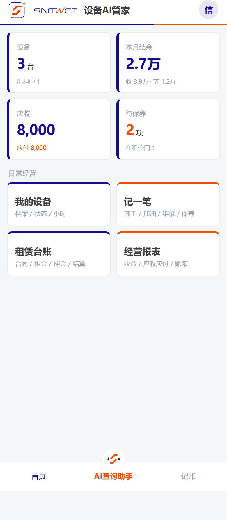 一台设备，一本经营账。